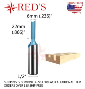 Tideway IND LC010206228 6 mm x 22 mm gerade 1/2" Schaftfräser Bit - Bild 1 von 1