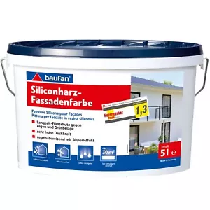 Fassadenfarbe Premium Baufan 5L weiß Silikonharz Schutz Abperleffekt (9,99€/1l) - Bild 1 von 1