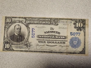 U.S. (Nazareth, PA) - Series of 1902 $10.00 National Currency Banknote - Picture 1 of 4