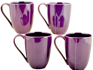 DIANE VON FURSTENBERG DVF Pebblestone Aubergine Tee Kaffee Becher Set / 4 Neu - Bild 1 von 7