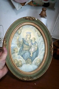 vecchio quadro in legno con madonna con bambino vintage anni 900 cm 30x 24leggi - Foto 1 di 5