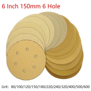6 Inch 150mm Round Dry Sanding Discs Grit 80-600 Hook & Loop Sandpaper 6 Holes - Picture 1 of 22