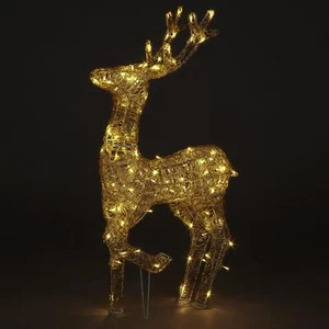 Renna cervo in piedi 105 cm luci led giardino prato oro natale - Foto 1 di 6