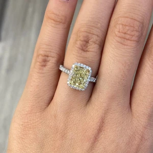 Ehering 2,79 ct IGI Lab Created Fancy Vivid Yellow Diamond 14K Weißgold - Bild 1 von 12
