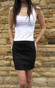 Top quality Cotton Stretch Elastane Mini High Waist skirt Size 8 10 12 14 16 18 - Picture 1 of 1