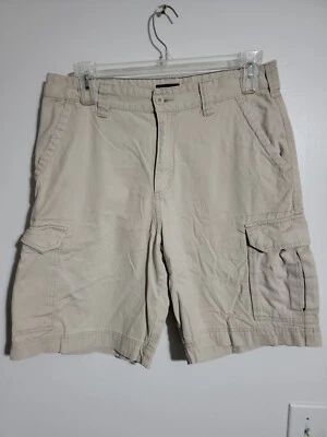 Merona Cargo Shorts Mens 34 Khaki Tan Regular Fit 100% Cotton Zip Fly Casuals - Image 1 of 4