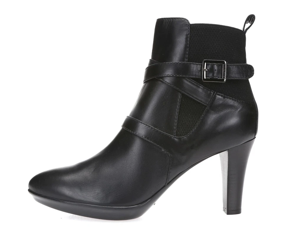 Aquatalia Mujer Cuero Negro Hebilla Tobillo Corto Botines Zapatos Talla 10 M Nuevo Foto 1 de 4