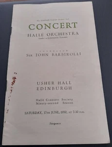 June 1950 Sir John Barbirolli Halle Orchestra Programme Usher Hall Edinburgh - Foto 1 di 5