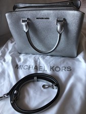 Michael Kors Saffiano Silver Satchel Bag 