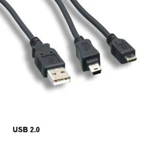 Kentek 5ft USB 2.0 Type A to Mini B & Micro B Y-Cable 24 AWG Data PDA MP3 MP4 - Picture 1 of 1