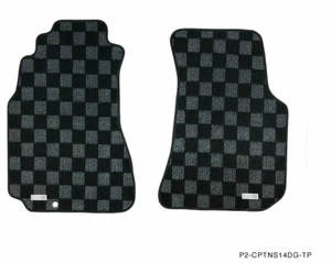 P2M Checkered Flag Race Carpet Floor Mats Silvia 240sx S14 LHD Dark Grey New - Picture 1 of 6