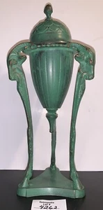 Bruciatore di incenso verde testa di ariete in ottone vintage stile impero - Foto 1 di 14