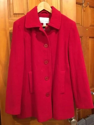 Abrigo para mujer Jaclyn Smith rojo mezcla de lana con botones talla pequeña Foto 1 de 4