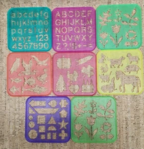 8 Vintage Tuppertoys Schablone Kunst Set Buchstaben Feiertage Tiere Formen - Bild 1 von 9