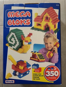 Vintage 90s 1992 Ritvik MEGA BLOKS Building Blocks Set 915 350 Pieces New! - Picture 1 of 4