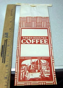 Bolsa de café vintage de la década de 1950 de una libra, nueva y sin usar con escena callejera árabe - Imagen 1 de 3