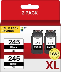 245XL Ink Cartridge High Capacity Black 2 Pack for Canon 245XL Pixma MX490 More - Picture 1 of 5