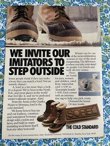Vintage 1988 Sorel Boots Print Ad Winter Cold Snow - Bild 1 von 7