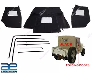Canvas Half Cabin Soft Top Black Color With Frame For Willys Jeeps CJ2A CJ3A @US - Picture 1 of 10