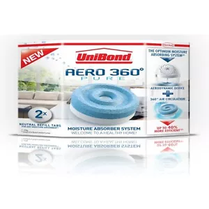 UniBond 2 x 450g Refill Tabs Aero 360 Pure Moisture Absorber Dehumidifier System - Picture 1 of 4