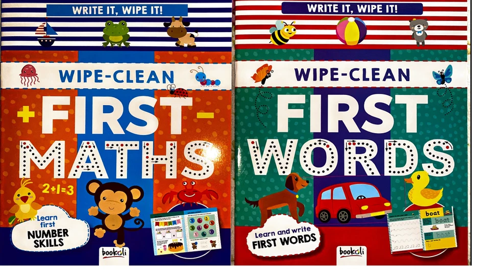 Wipe Clean Books 3+ Write it, Wipe it First Maths & First Words Preschool 3+ - Image 1 of 1
