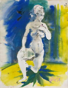 Hendrick Grise (1917-1982) - Mid 20th Century Gouache, Kneeling Nude
