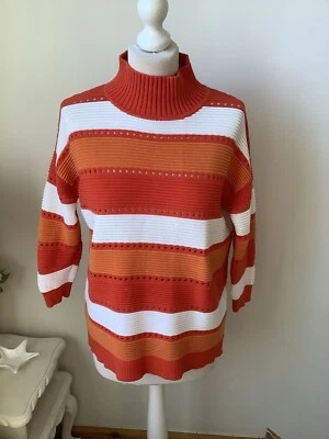Jersey cuello alto a rayas naranja rojo blanco FRENCH CONNECTION talla XS (10) Foto 1 de 4