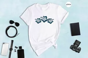 Hibiscus Flower Shirt, Summer Vacation Shirt, Beachy Tee, Aloha Beach Shirt - Picture 1 of 7