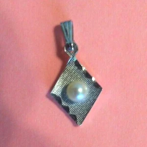 COLLAR COLGANTE DE PERLAS CULTIVADAS PLATA ESTERLINA DE LOS AÑOS 70 - Envío gratuito - Imagen 1 de 6