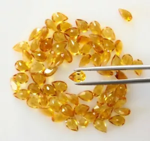 50 Pc Natural Citrine 5x3mm Pear Shape Faceted Calibrated Size Loose Gemstone - Picture 1 of 5