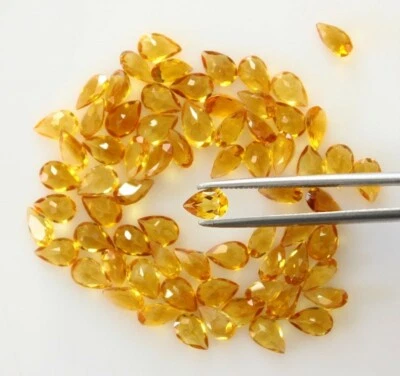 20 Pc Natural Citrine 8x6mm Pear Shape Faceted Calibrated Size Loose Gemstone - Image 1 of 4