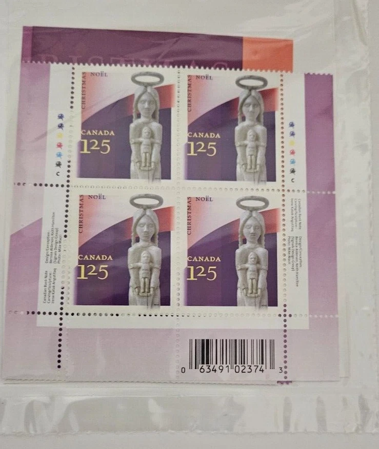 Canada 2002 Christmas Aboriginal Art #1967 Set of Corner Inscription Blocks  - Image 1 of 1