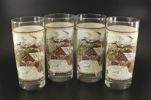 Johnson Brothers The Friendly Village Covered Bridge TUMBLERS Iced Tea Set 4 Vtg - Picture 1 of 9