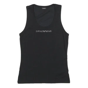 Chaleco EMPORIO ARMANI Mujer Negro Cristal Logo Sin Mangas Cuello Redondo M Diseñador - Imagen 1 de 6