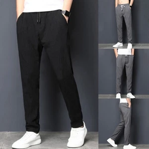 Men's Straight Leg Sports Jogging Pants Gym Bodybuilding Workout Trousers - Picture 1 of 23