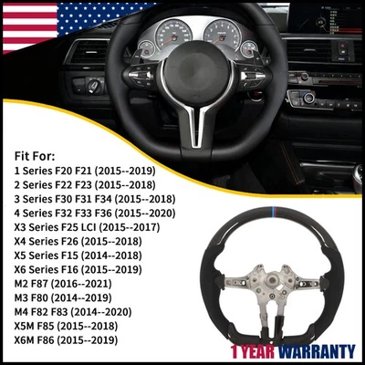 Volante de fibra de carbono real para BMW M Sports M2 M3 M4 F80 F15 F30 Foto 1 de 4