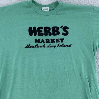 Camisa de Colección Herb's Market Mediana Montauk Long Island Beat Meat EE. UU. Camiseta Años 80 Foto 1 de 4