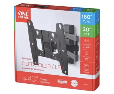 One For All Full Motion TV Bracket Swivel (180°) Tilt (15°)Wall Mount 19-42 Inch - Image 1 of 4