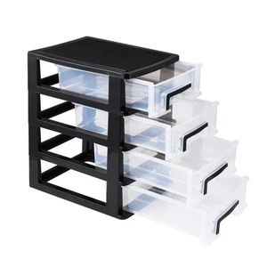 Drawer Storage Box Office Plastic Cabinet Clear Stackable Drawers - Picture 1 of 12
