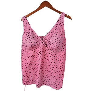 St Johns Bay Tankini Swimsuit Top Plus Size 24W 24 Swim Tank Wire Free Pink - Picture 1 of 7