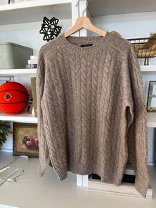 ๐ฅ Beams Plus Shetland Wool Cable Knit Sweater Beige XL - Picture 1 of 5