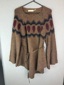 Sleeping On Snow Sweater Womens Small Boho Geometric Belted Knit Mohair Italy - Picture 1 of 10