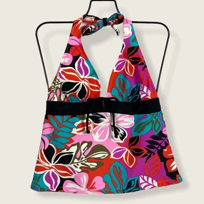 Tankini sin mangas Aqua Couture Cinch Tie Frontal Floral Tankini Talla 10 Foto 1 de 4