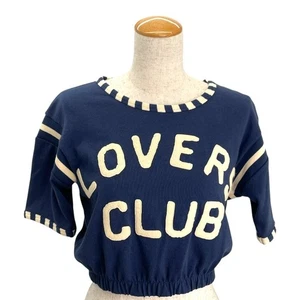 SAINT LAURENT Cropped T-Shirt Navy Baumwolle XS - Bild 1 von 10