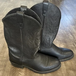 Double H Boot Mens Western Cowboy Black Leather Boots Size 12 EE 1DH053 - Picture 1 of 10