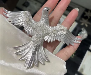 High Quality Oversized Peace Dove Brooch, Designer's Natural Pearl Brooch - Picture 1 of 3