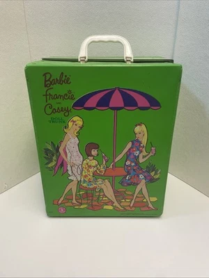 HTF Vintage Barbie Francie & Casey 3 Doll Trunk Triple Case Green Mattel #5036 - Image 1 of 4