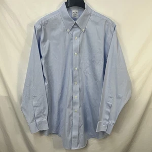 MENS BROOKS BROTHERS SLIM FIT ALL COTTON SOLID BLUE DRESS SHIRT SIZE 16.5-34 - Picture 1 of 4