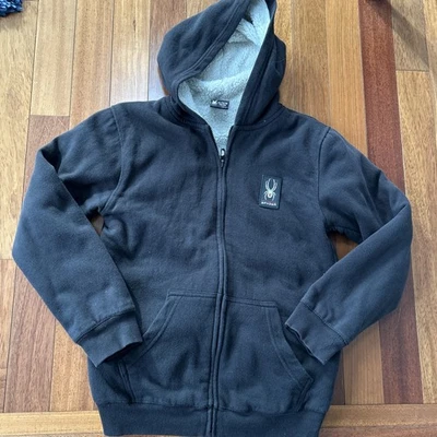 Chaqueta con Capucha Spyder Niños XL (18/20) Cremallera Completa Logo Araña Cremallera Chaqueta Negra Foto 1 de 4