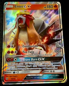 Carta Pokemon Entei GX 10/73 LP Ultra Rara Miscut/OFC Shining Legends! - Foto 1 di 2